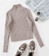 SheIn Mock Neck Ribbed Knit Crop Sweater Photo 0