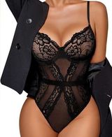 AVIDLOVE Black Lace Bodysuit teddy body suit underwire Size Medium NWT Photo 0