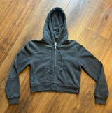 Gray Zip Up Cropped Hoodie Photo 0