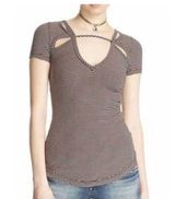 Free People Frenchie Stripped Cutout Ribbed Shirt Photo 0
