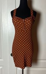 URBAN OUTFITTERS VIVENNE BROWN POLKA DOT BODYCON DRESS Photo 0