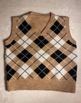 checkered sweater vest Brown Photo 0