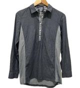 KUHL Denim Chambray 2 Tone Pullover Sz S Long Sleeve Collar Casual Farmhouse Photo 0