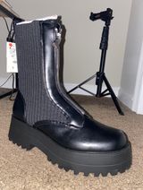 ZARA Leather Platform Combat Boot Photo 0