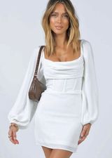 Princess Polly Lillie Long Sleeve White Mini Dress Photo 0