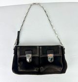 Vintage Y2K Suede Leather Purse Brown Shoulder Chain Strap Photo 0