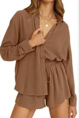 Brown 2 Piece Long Sleeves Lounge Set Size L Photo 0