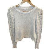 Steve Madden  Oatmeal Cream Color Cable Knit Sweater 100% Cotton‎ Crochet Sleeves Photo 0