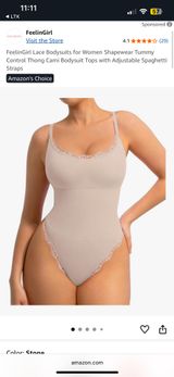 FeelinGirl Lace Bodysuits for Women Shapewear Tummy Control Thong Cami Bodysuit Tops with Adjustable Spaghetti Straps Photo 0