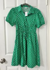NWT JCrew Green Pattern Dress Puff Sleeve Photo 0