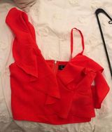 Lulus Red Cropped Ruffle Top Photo 0