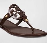 Miller Sandal Leather Chocolate Dark Brown Size 6.5 M Large Logo Photo 0
