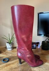 Leather Tall Red Boots Photo 0