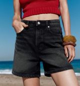 NEW Black Zara High Waisted Mom Shorts Photo 0