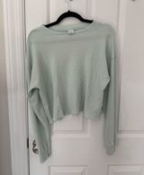 Aritzia tna teal waffle knit top Photo 0