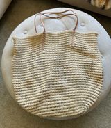 Merona Beige Shimmer Woven Beach Bag Photo 0