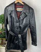 Wilsons Leather Black Pelle Studio Belted Button Up Coat S Photo 0