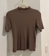 Joie Brown Mock Neck Shirt Photo 0