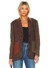 Steve Madden Kelly Tweed Blazer in Peacoat Small New Womens Plaid Jacket Photo 0
