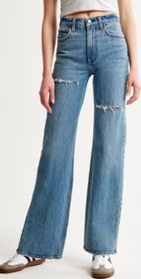 Abercrombie & Fitch Curve Love Medium Destroy High Rise 90s Relaxed Jeans Photo 0