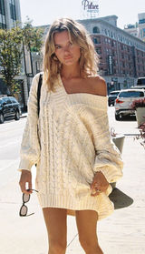 Dravi Mini Sweater Dress Oatmeal Photo 0