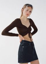 ZARA Brown Ruched Top Photo 0