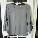J.Crew  Black & White Gingham Bell Sleeve Top Size Medium Photo 0