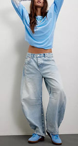 Free People- We The Free Good Luck Midrise Barrel Jeans Sz 27 Photo 0