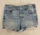 American Eagle Cut Off Shorts Womens Size 12 Blue Hi Rise Distressed Vacation Photo 0