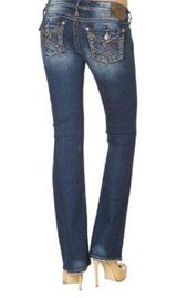 Silver Pioneer Boot Leg Stretch Jean 25X32 Embellished Flap Pockets Med Wash Photo 0