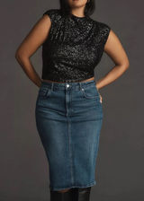 Anthropologie Pilcro Long Stretch Denim Midi Jean Skirt W1894 Sz 8 Photo 0