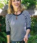 Draper James Natalie Sweatshirt in Blue Gingham Photo 0