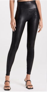 SPANX Black Faux Leather Leggings sz M Photo 0