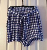 Jane & Delancey Blue & White Checker Print Shorts Photo 0