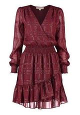 Michael Kors Michael - Shiny Plaid Ruffled Jacquard Mini Dress Photo 0