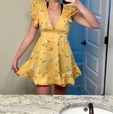 Yellow Floral Dress Size M Photo 0