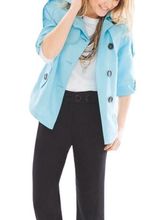 Chico's  Womens Size Small 100% Linen Blue Blazer Jacket Photo 0