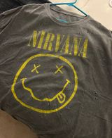Nirvana Smiley Face Logo Distressed Vtg Style Grunge T-Shirt Size One Size Photo 0