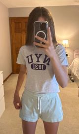 pale teal cotton sleep shorts Blue Size XS Photo 0