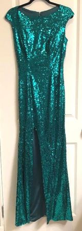 Emerald Green Sequin Dress Size M Photo 0