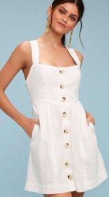Carolina White Button-Up Mini Dress Sz
4 LIKE NEW linen blend Photo 0