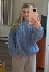 Blue Chunky Knit Sweater Photo 0