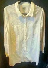Women’s G.H. Bass & Co White Velvet Button Up Dress Large NWT Photo 0