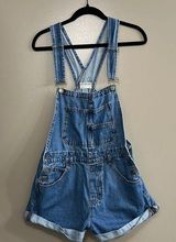 FREE PEOPLE ZIGGY Blue Denim Short Overalls Size M Photo 0