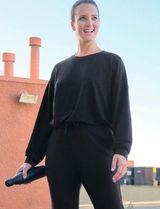 Fabletics Luxe Cinched Pullover drawcord waist sweatshirt sweater black medium Photo 0