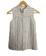 Billy Reid Linen Blend Stripe Button Up Sleeveless Tank Top Photo 0