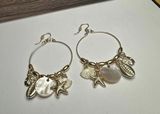 Alex and Ani Beachcomber Dangle Drop Pierced Earrings Seashell Charm Gold Tone Photo 0