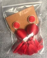 Charming Charlie Red Tassel Earrings  Photo 0