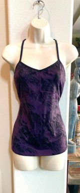 Ellie Like new purple & black  racerback tank top with built in bra. Sz L Photo 0