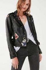 BLANK NYC Floral Leather Jacket Photo 0